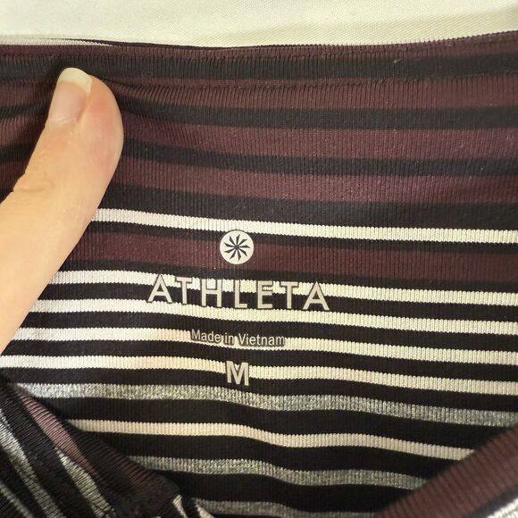 Athleta leggings Women's medium Purple Pink Striped Pull On High Rise - Picture 4 of 10